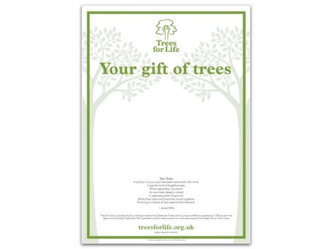 Dedicate trees with a personalised certificate