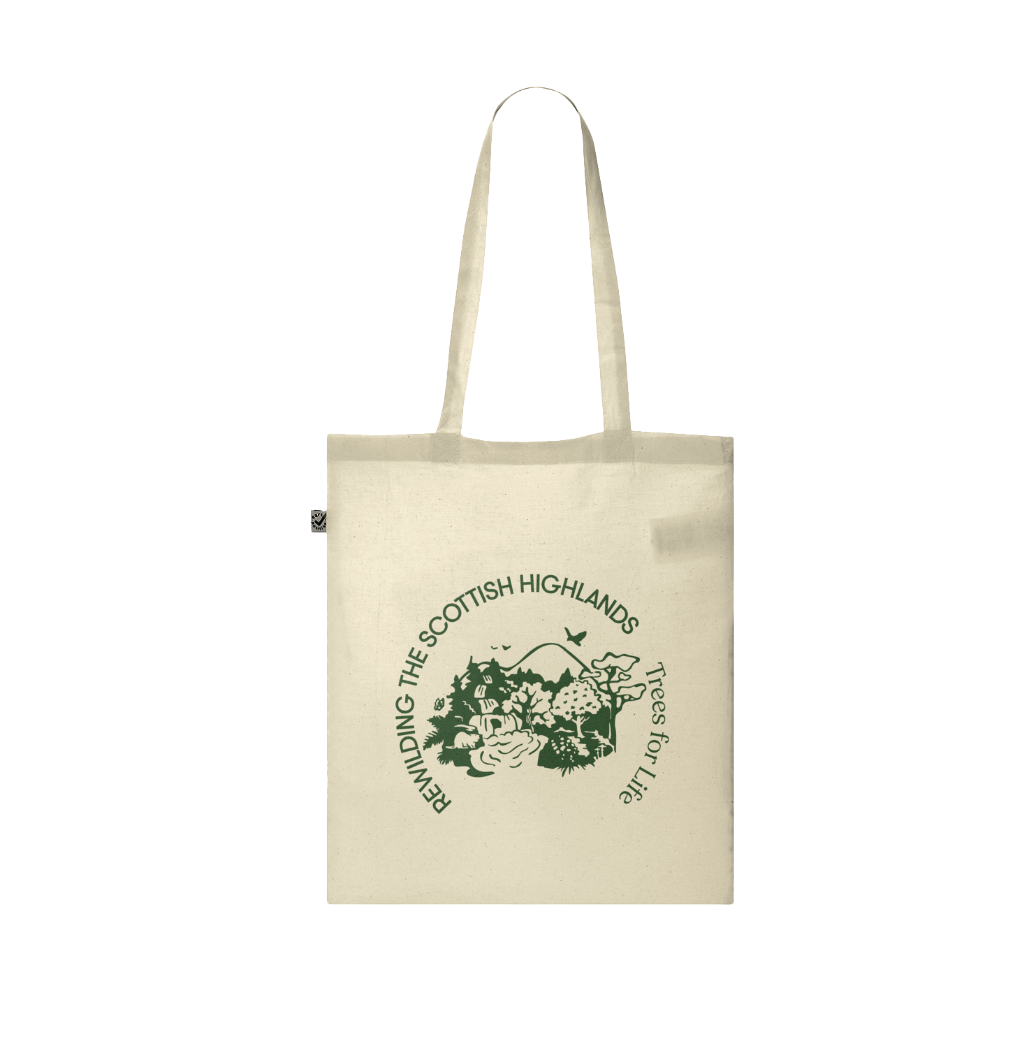 Cream with green circle tote