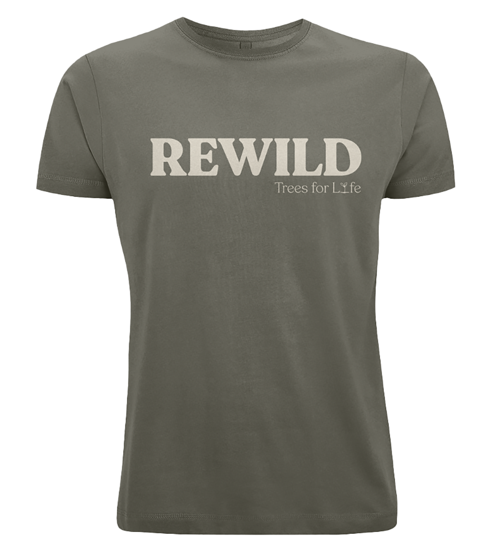 Rewild T-Shirt (Cream logo on green)