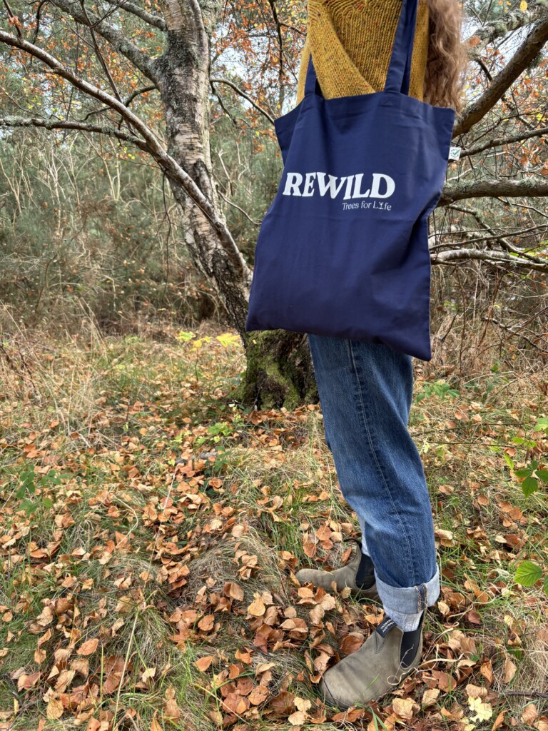 French navy rewild slogan tote bag