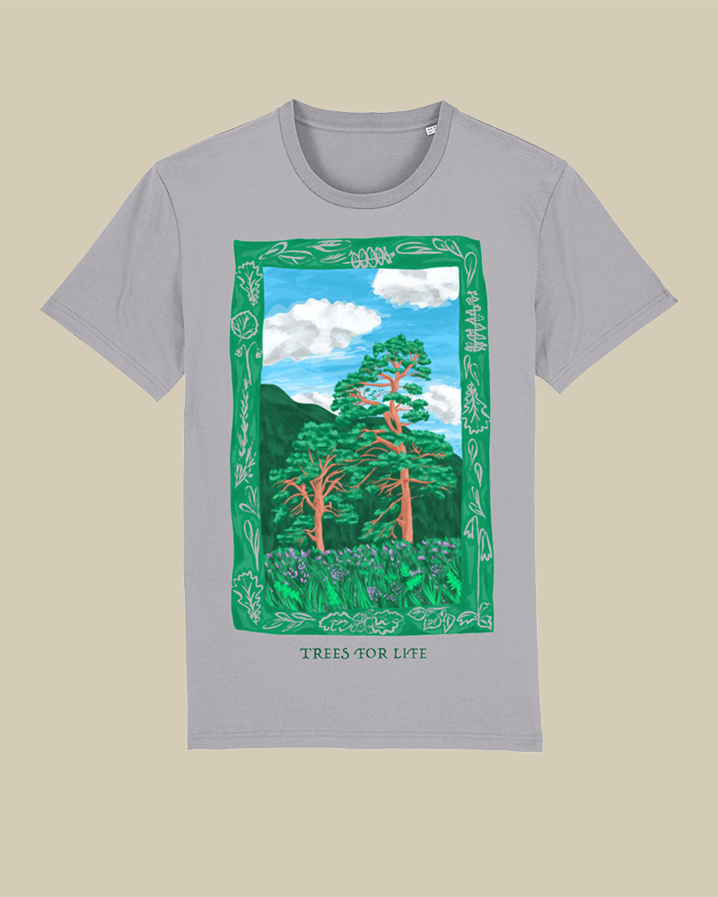 T-Shirt design - Scots Pine - Heather Gray
